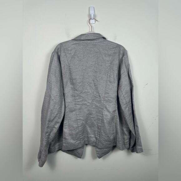 NWT Eileen Fisher Grey Twinkle Linen Jacket Blazer Size 2X - Picture 4 of 8